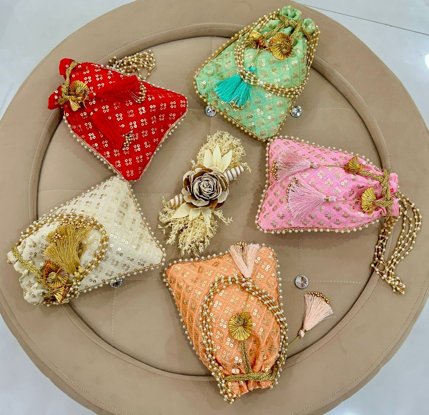 POTLI BAGS FOR WEDDING RETURN GIFTS /HALDI MEHENDI SANGEET FAVORS FOR BRIDESMAIDS