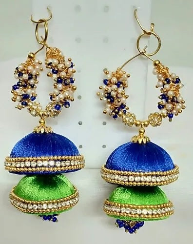 Beaded Silk Thread Earrings