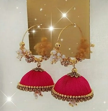 Beaded Silk Thread Earrings