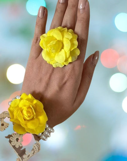 YELLOW ROSE BRACELET WITH RING FOR BRIDESMAIDS RETURN GIFTS 🎁 IN HALDI AND MEHENDI CEREMONY / ANY OTHER OCCASION